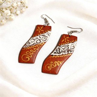 Handcrafted Painting Wood Earrings Unique Shaped